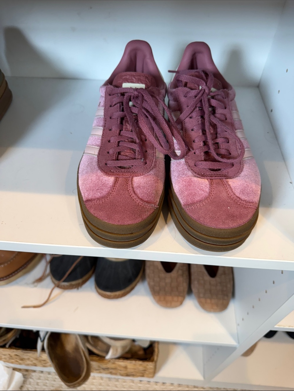 adidas Women's Rose Pink Suede Platform Sneakers - Picture 4 of 4
